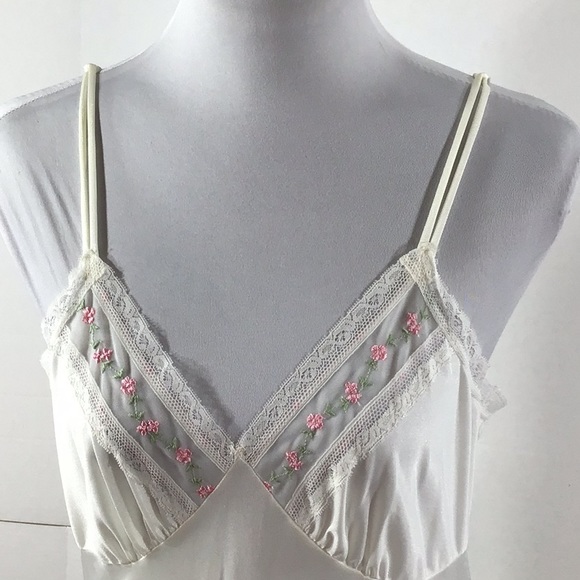 Vintage 2 pc pink rose peignoir maxi gown robe set M NWT - Picture 9 of 15